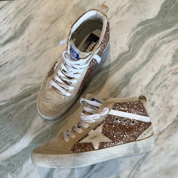 Golden Goose suede rose gold mid star sneakers - Picture 1 of 7